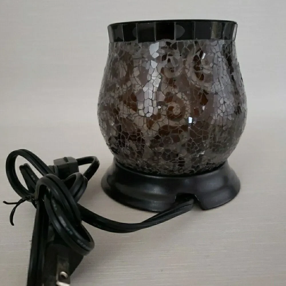 PartyLite Amaretto Swirl Wax Warmer Scent Glow Mosaic Glass Works Flaw